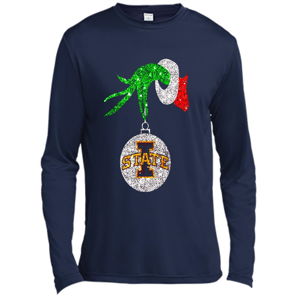 Amazing Iowa State Cyclones Glitter Grinch Monogram Ornament Christmas Gift - Canvas Long Sleeve T-Shirt