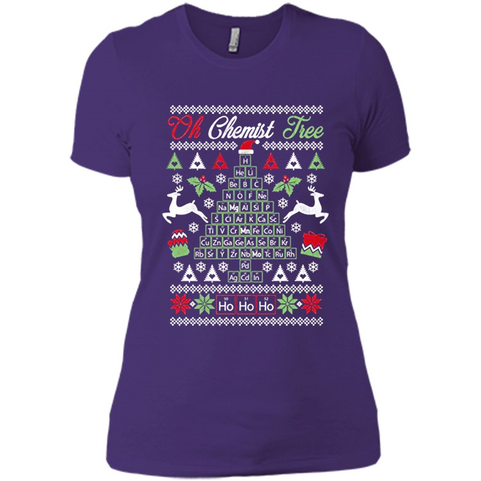 Chemist Tree Shirt Oh Chemistry Tree Ugly Christmas - Ladies' Boyfriend T-Shirt