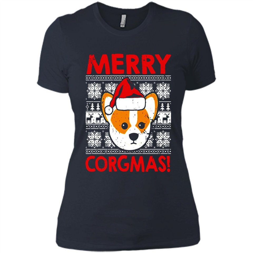 Funny Christmas Santa Corgi Dog Merry Corgmas - Ladies' Boyfriend T-Shirt