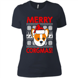 Funny Christmas Santa Corgi Dog Merry Corgmas - Ladies' Boyfriend T-Shirt