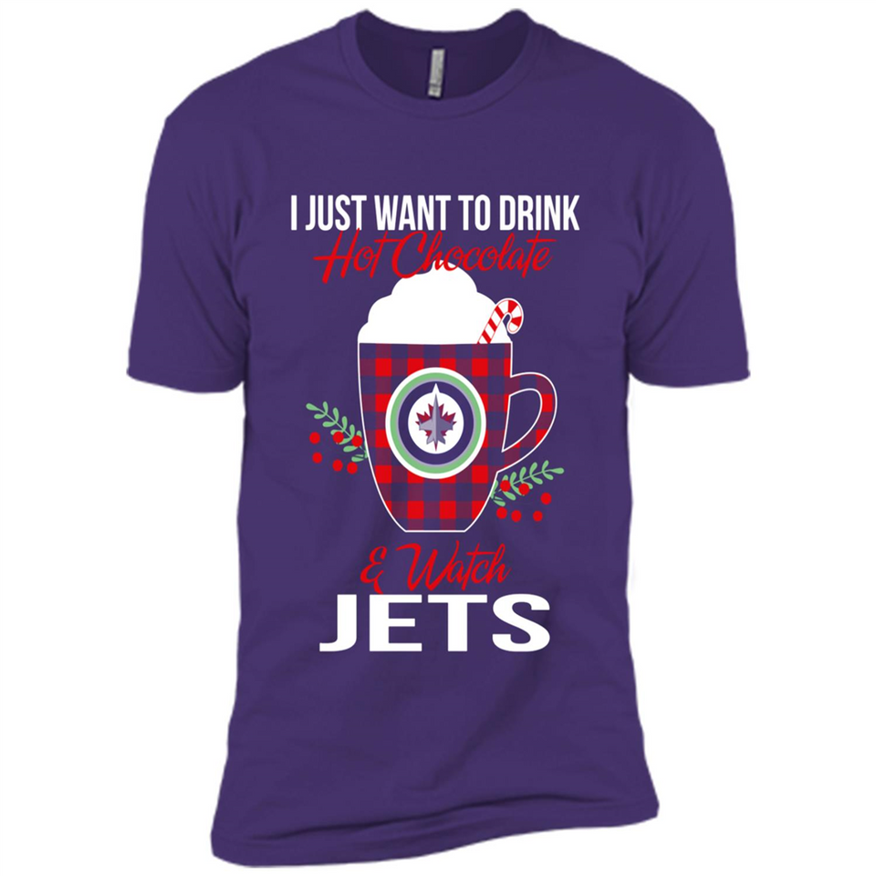 I Just Want To Drink Hot Chocolate & Watch Winnipeg Jets Ugly Christmas Sweater PINGPONG