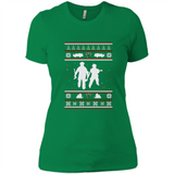 Christmas Ugly Sweater Firefighter Ugly Christmas Sweater - Ladies' Boyfriend T-Shirt