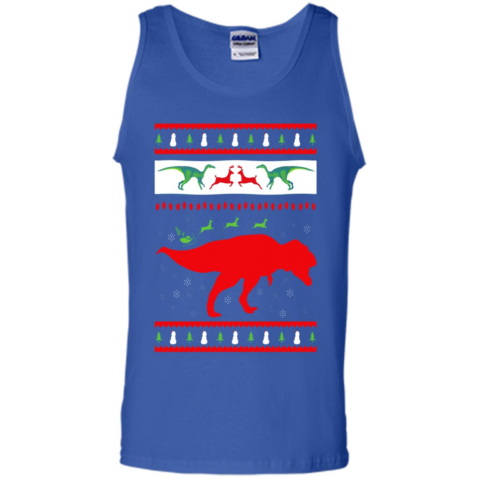 Dinosaur and Santa Clause Ugly Christmas Sweater - Tank Top