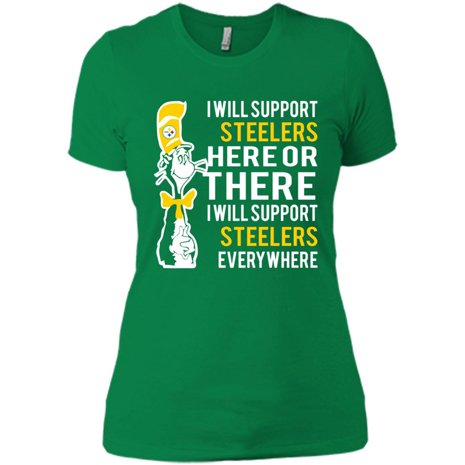 Shirt For Dr Seuss Cat And Pittsburgh Steelers Fans - Ladies' Boyfriend T-Shirt