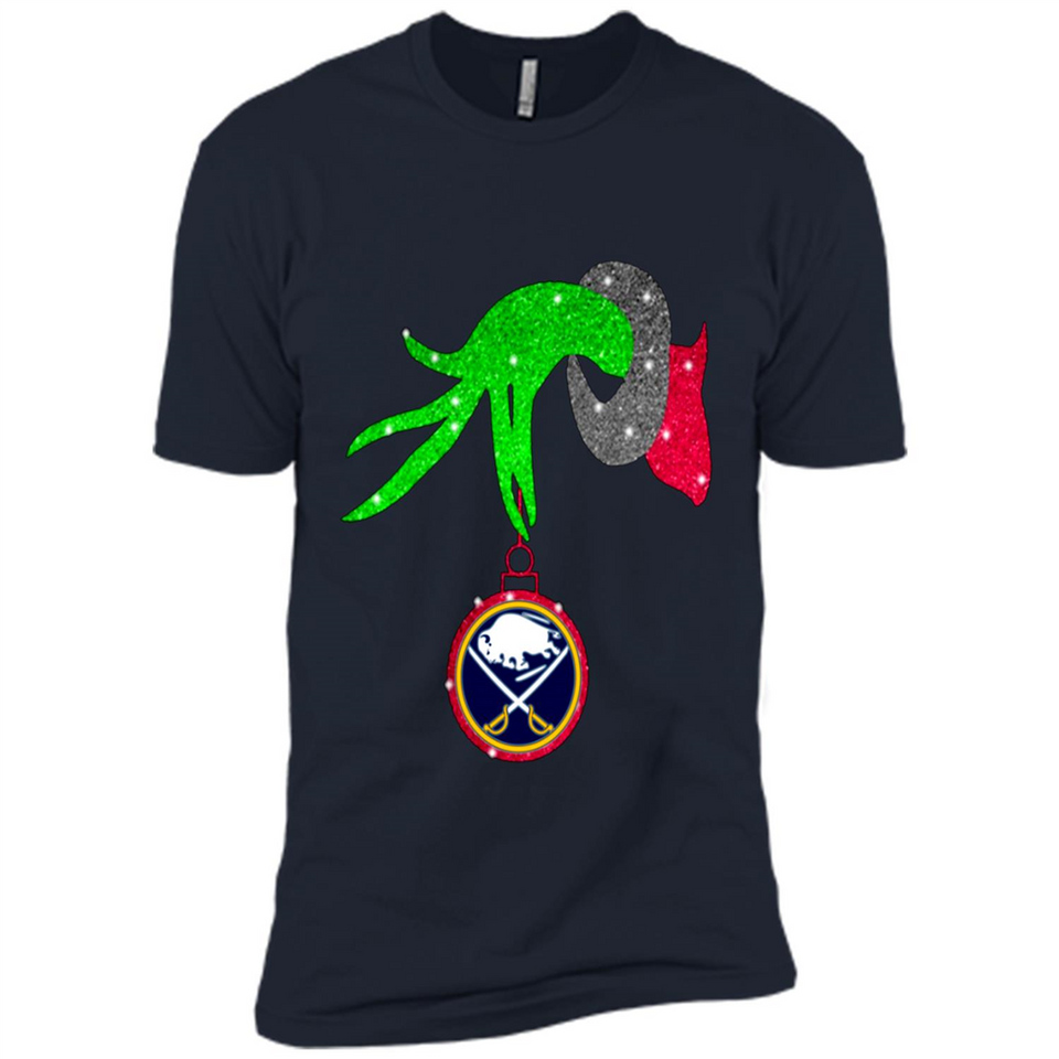 GRINCH HAND HOLDING BUFFALO SABRES GLITTER CHRISTMAS PINGPONG