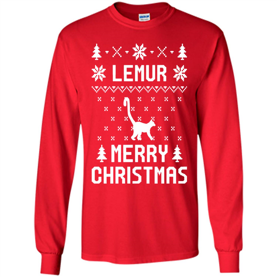 Vintage Tee For Women Men Graphic Shirts Lemur Ugly Christmas Sweater - Long Sleeve T-Shirt