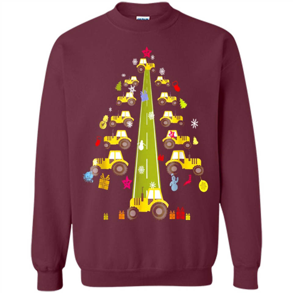 Tractor Car Christmas Tree T-shirt For Drivers