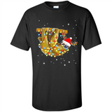 Christmas Lights Sloth Wearing Santa Hat Funny Xmas - Shirt