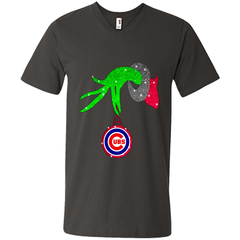 GRINCH HAND HOLDING CHICAGO CUBS GLITTER CHRISTMAS PINGPONG