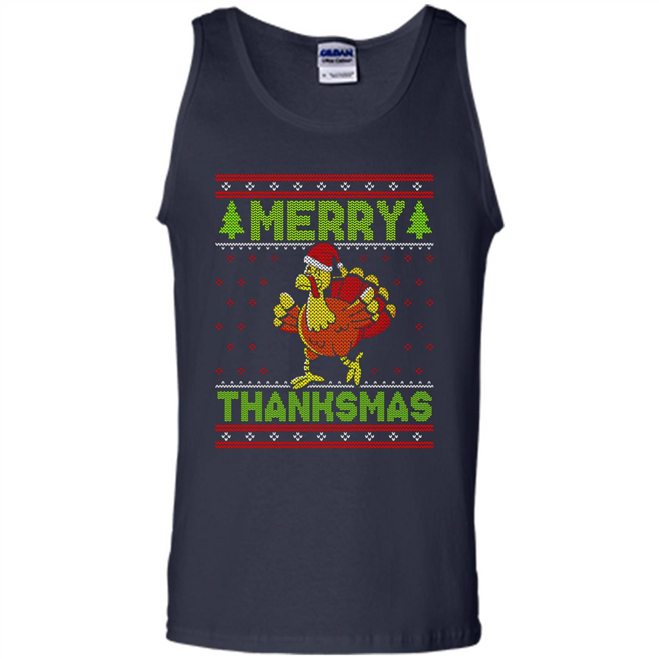 Merry Thankmas Ugly Xmas Thanksgiving Turkey Sweatshirt - Tank Top