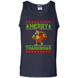Merry Thankmas Ugly Xmas Thanksgiving Turkey Sweatshirt - Tank Top