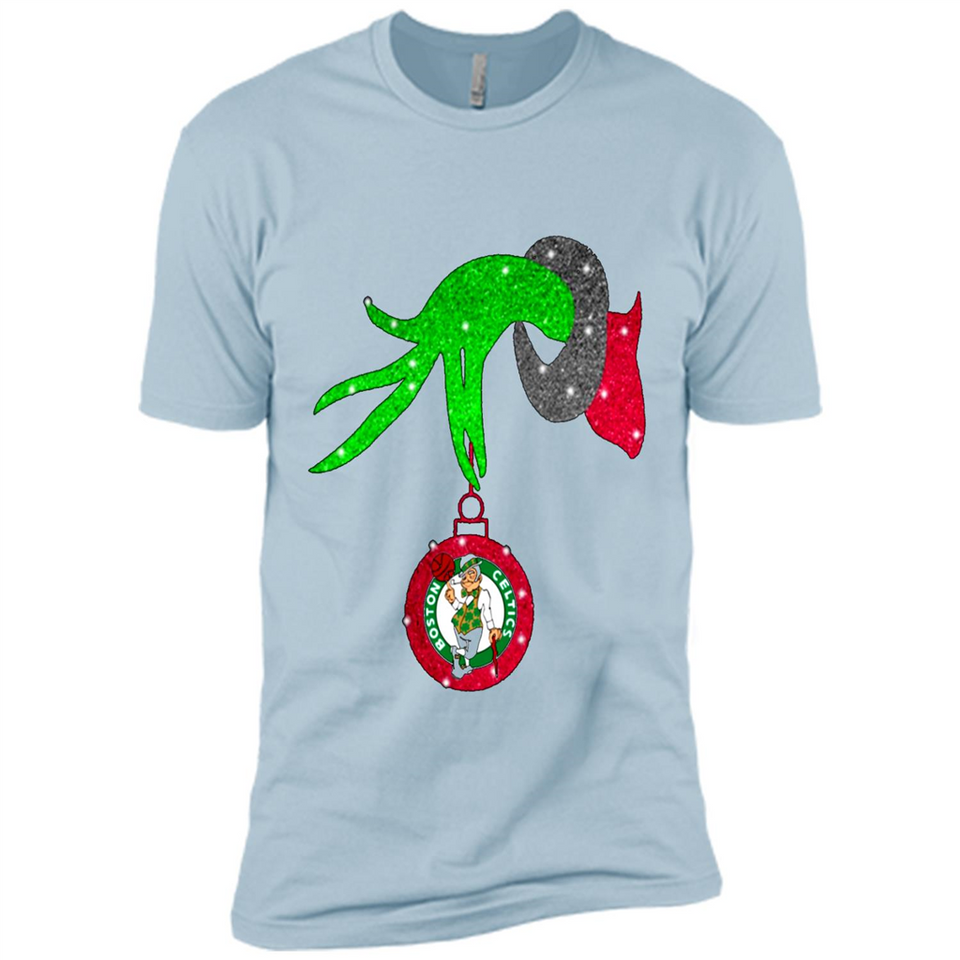 GRINCH HAND HOLDING BOSTON CELTICS NBA GLITTER CHRISTMAS PINGPONG