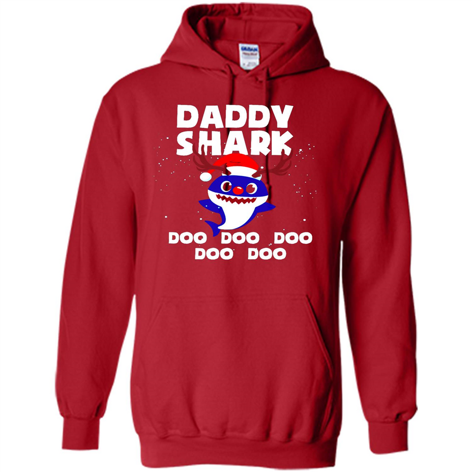 Daddy Shark Costume Reindeer Funny Christmas T-Shirt - Hoodie