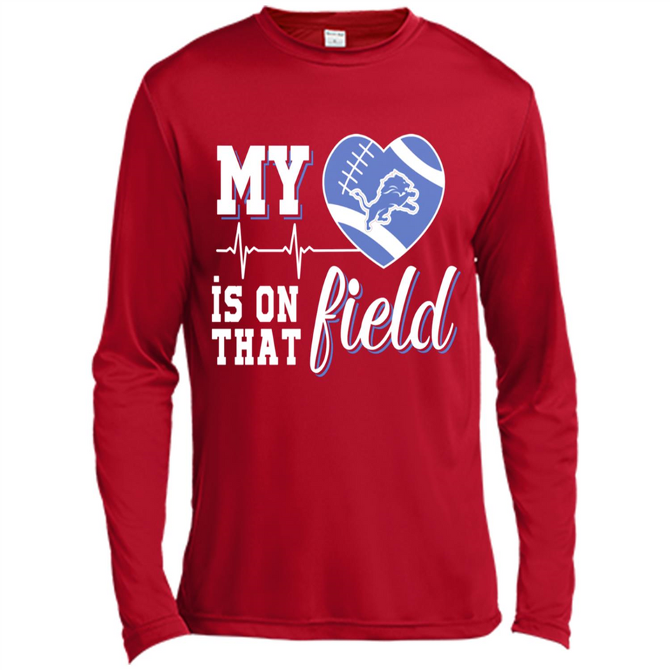 Detroit Lions Football My Heart is on that Field - Canvas Long Sleeve T-Shirt