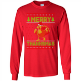 Merry Thankmas Ugly Xmas Thanksgiving Turkey Sweatshirt - Long Sleeve T-Shirt