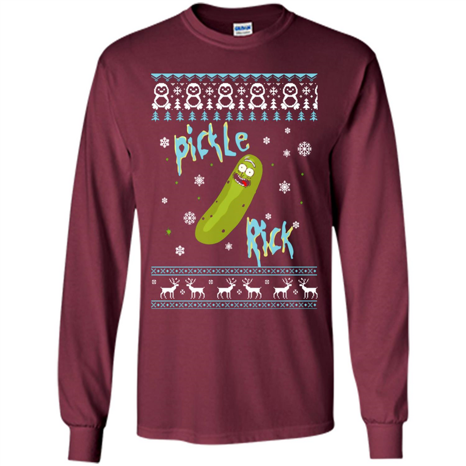 Rick and Morty Pickle Rick Ugly Christmas Sweater - Long Sleeve T-Shirt