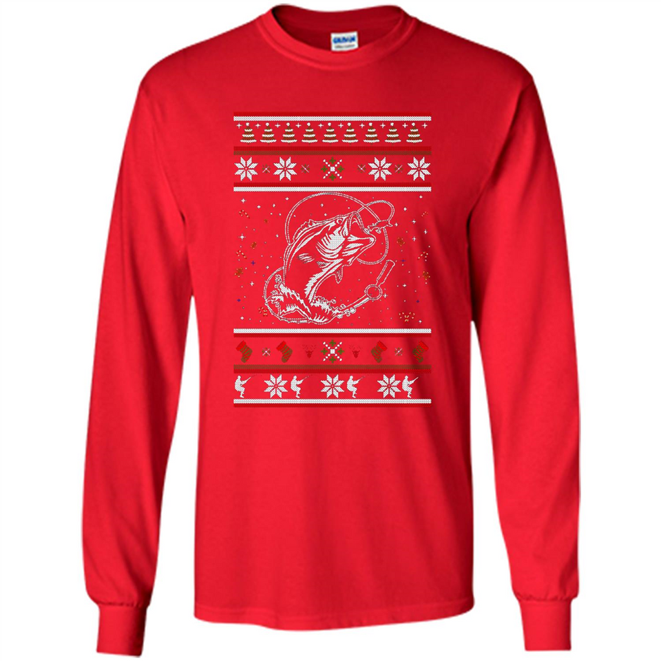 Christmas Ugly Sweater Fishing Ugly Christmas Sweater - Long Sleeve T-Shirt