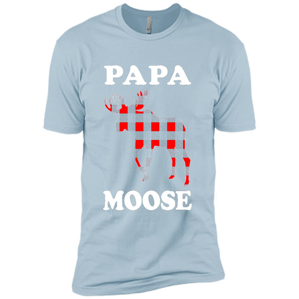 Papa Moose Funny Christmas Plaid Buffalo T-Shirt - Premium Short Sleeve T-Shirt
