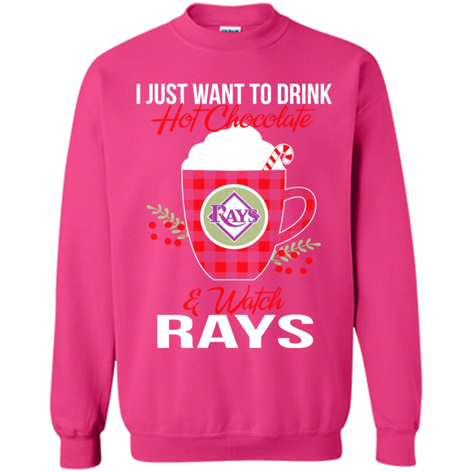 I Just Want To Drink Hot Chocolate & Watch Tampa Bay Rays Ugly Christmas Sweater PINGPONG