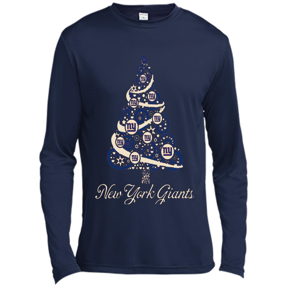 New York Giants NFL Football Team Logo Christmas Tree T-Shirt - Canvas Long Sleeve T-Shirt