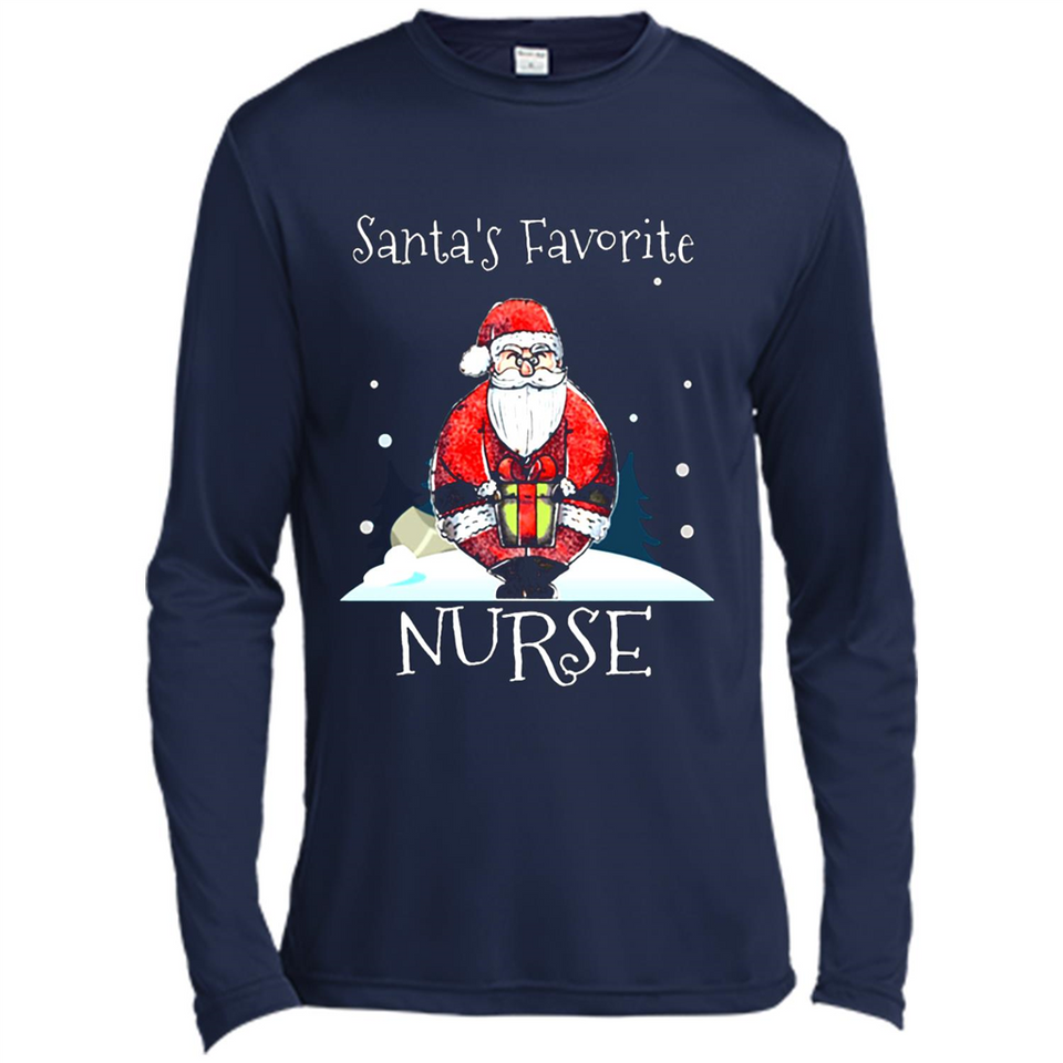 Funny Christmas Nurse Shirt, Santa_s Favorite Nurse - Canvas Long Sleeve T-Shirt