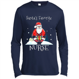 Funny Christmas Nurse Shirt, Santa_s Favorite Nurse - Canvas Long Sleeve T-Shirt