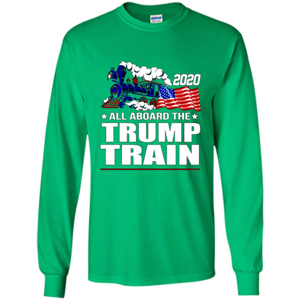 All Board The Trump Train 2020 Patriotic U.S Flag pingpong - Long Sleeve T-Shirt