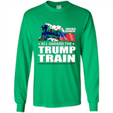 All Board The Trump Train 2020 Patriotic U.S Flag pingpong - Long Sleeve T-Shirt