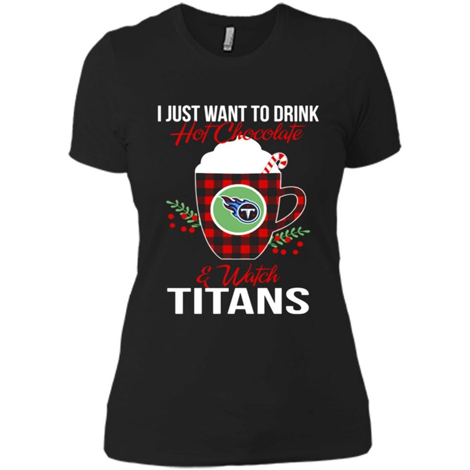 I Just Want To Drink Hot Chocolate & Watch Tennessee Titans Ugly Christmas Sweater PINGPONG