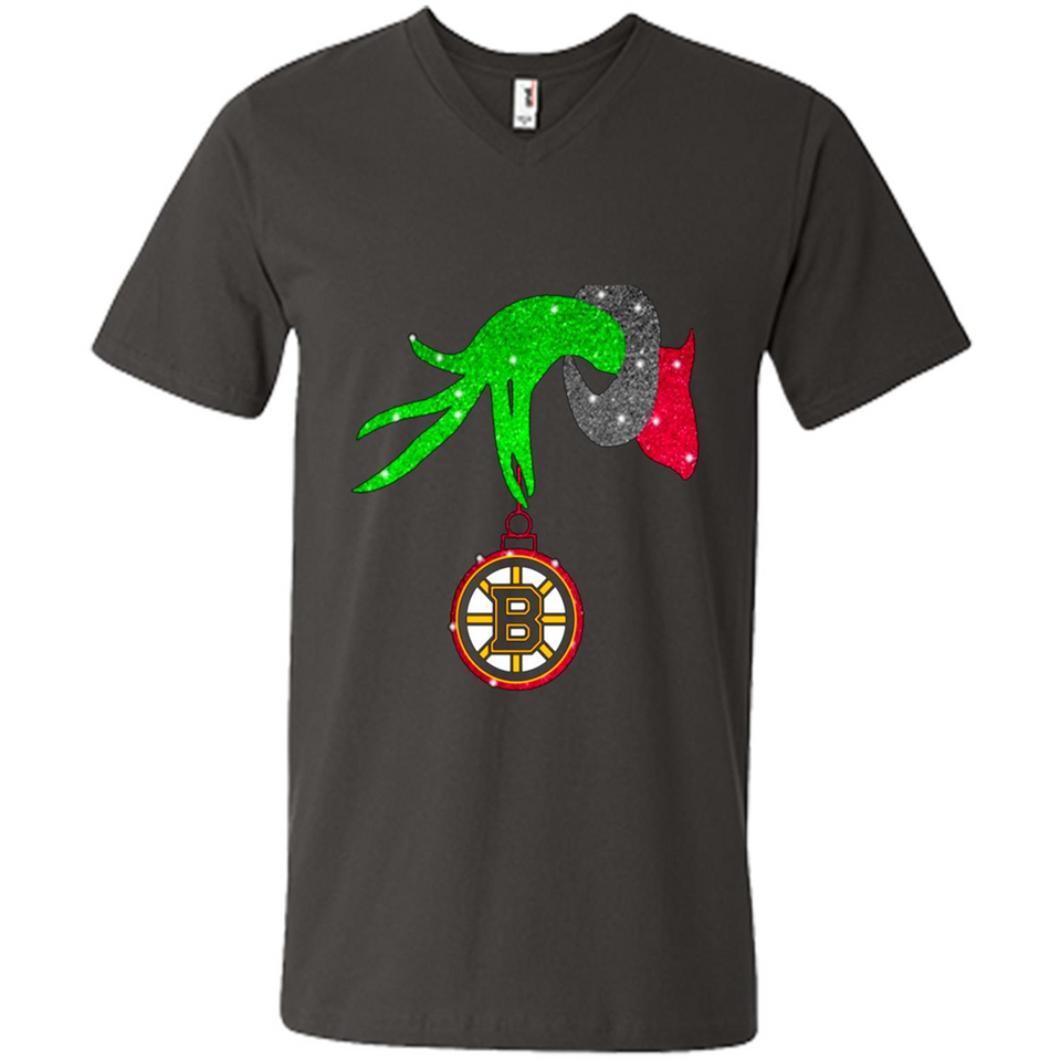 GRINCH HAND HOLDING BOSTON BRUINS GLITTER CHRISTMAS PINGPONG