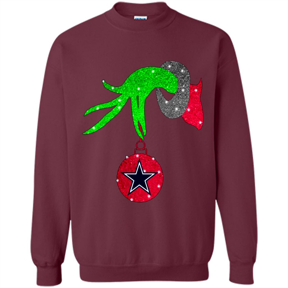 GRINCH HAND HOLDING DALLAS COWBOYS GLITTER CHRISTMAS PINGPONG