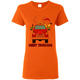 Merry Truck-Mas Christmas Fire Truck Cute Reindeer Sporty - Ladies Short-Sleeve
