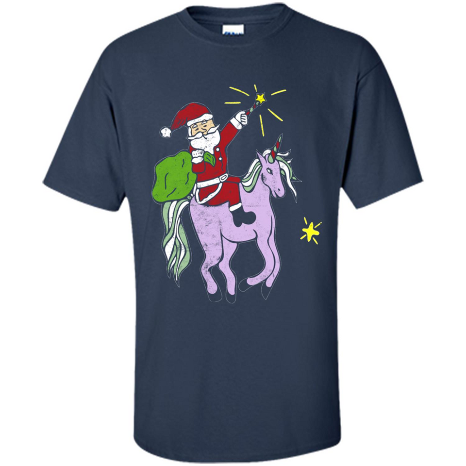 Distressed Retro Santa Riding Unicorn - Shirt