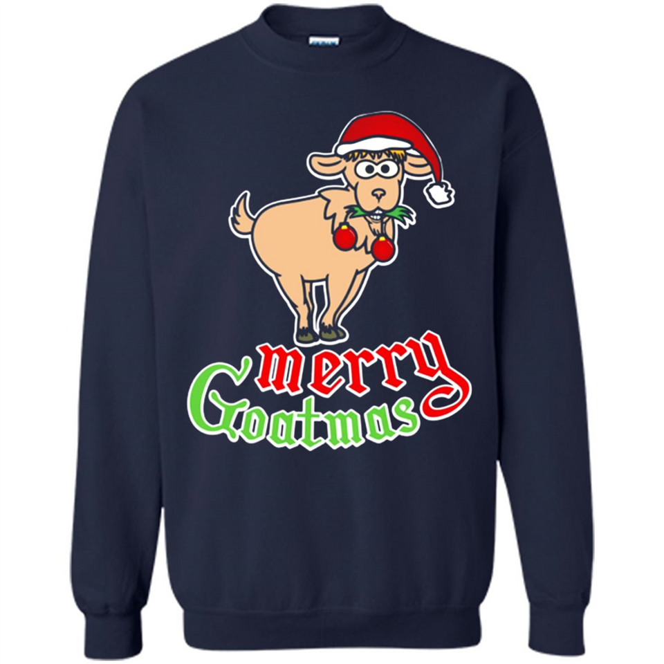 Christmas Merry Goatmas Goat Shirt Santa Hat - Sweatshirt