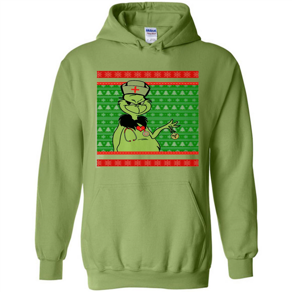 Grinch Nurse Ugly Christmas Sporty T-Shirt PINGPONG - Hoodie