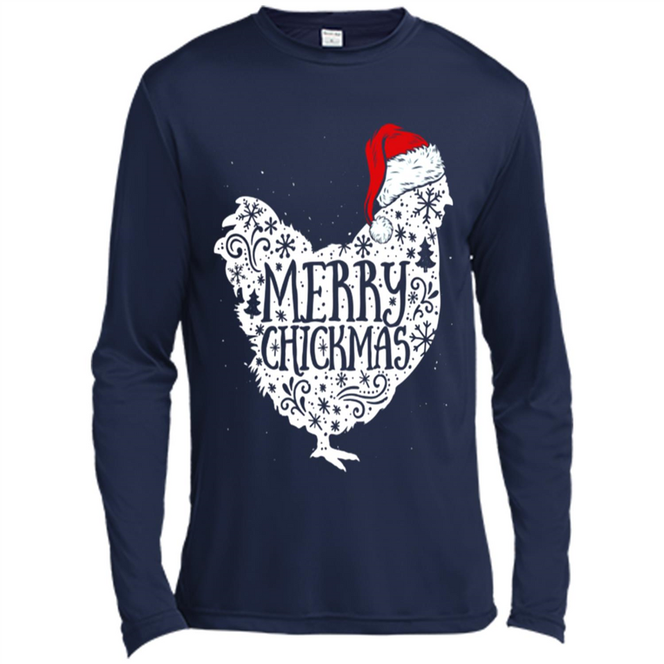 Chicken Christmas T Shirt Merry Chickmas Santa Claus Gifts - Canvas Long Sleeve T-Shirt