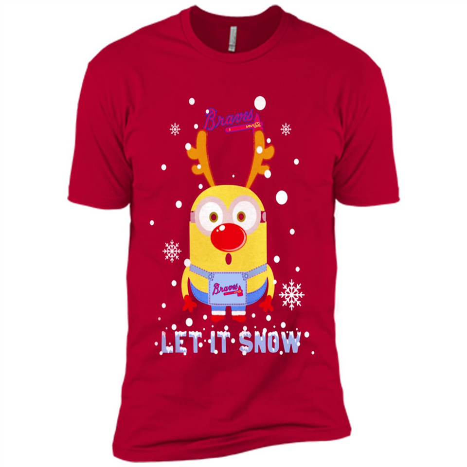 Minion Atlanta Braves Ugly Christmas Sweater Let it Snow - Premium Short Sleeve T-Shirt