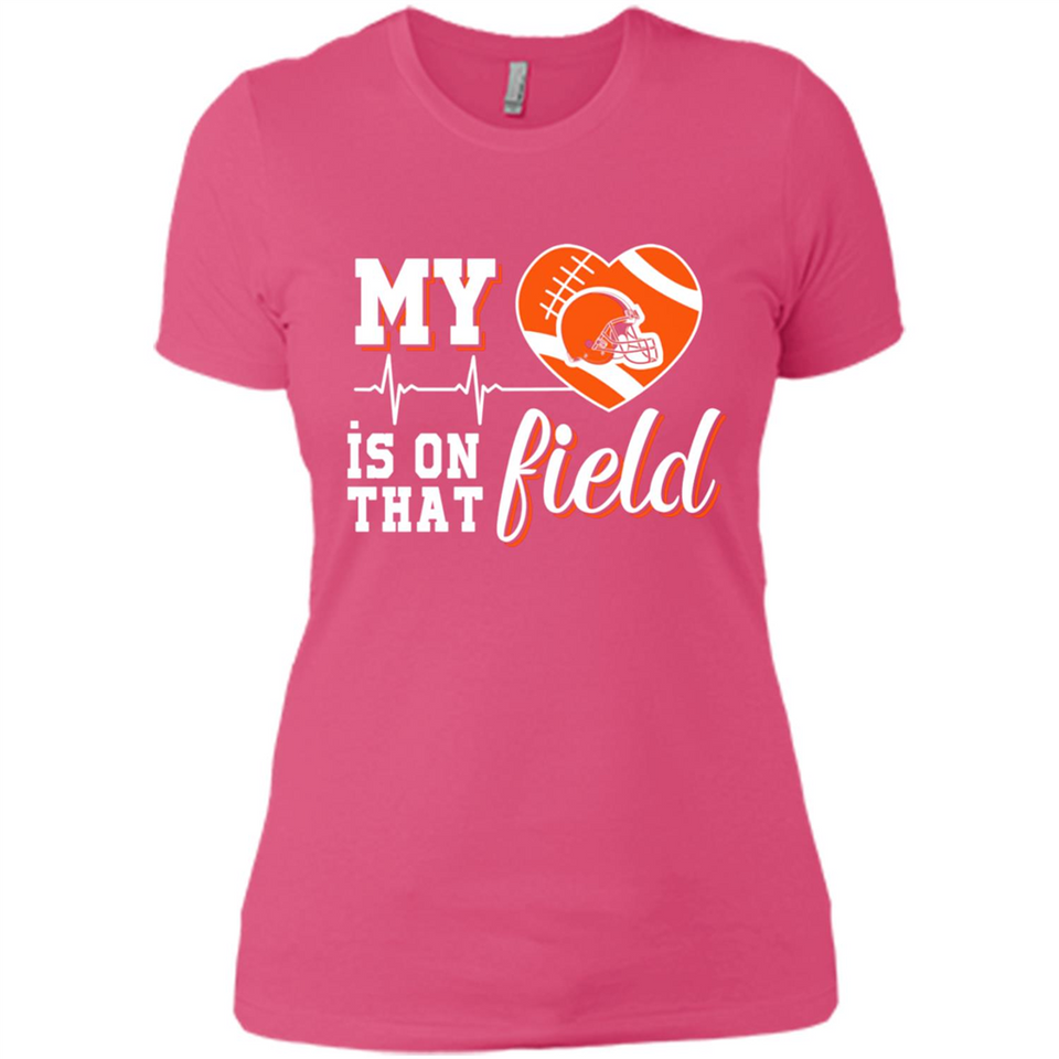 Cleveland Browns Football My Heart is on that Field - Ladies' Boyfriend T-Shirt