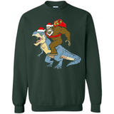 Bigfoot Riding Dinosaurus T-Shirt Funny Bigfoot Santa - Sweatshirt