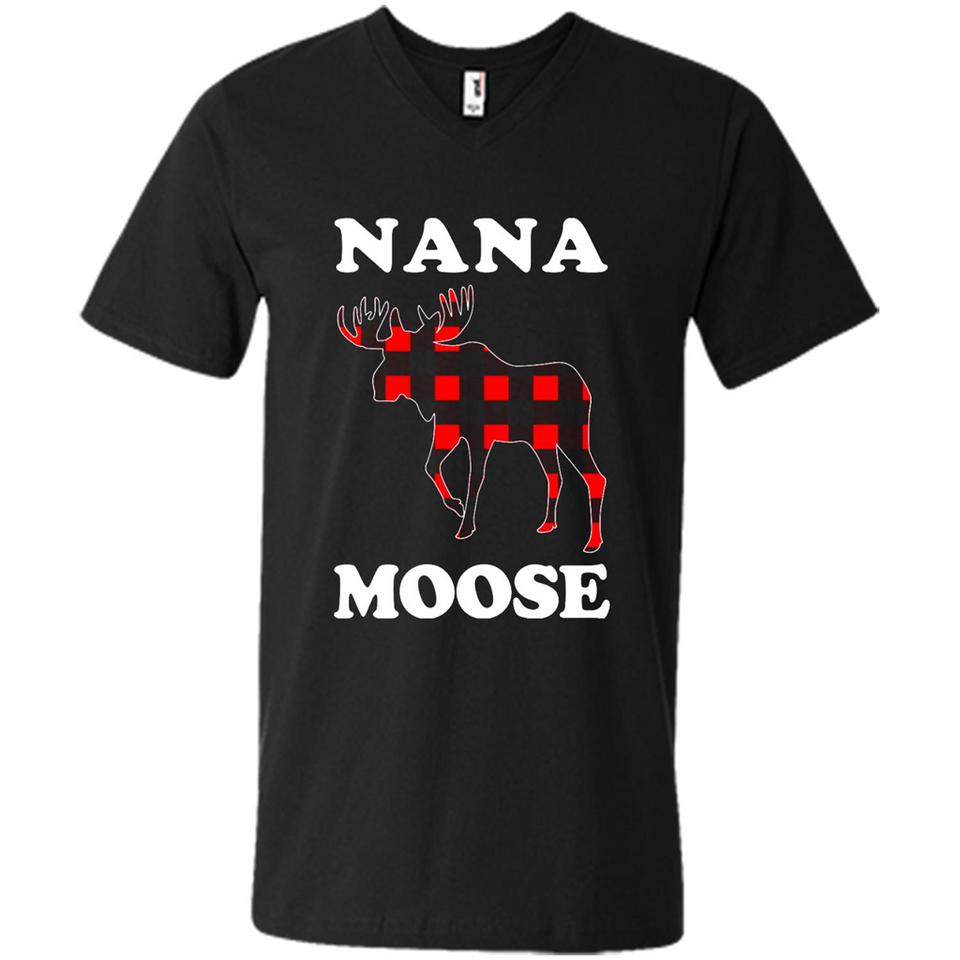 Nana Moose Funny Christmas Plaid Buffalo T-Shirt - Men's V-Neck
