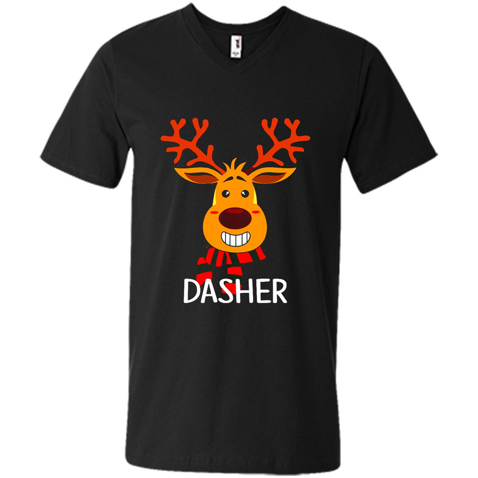 Dasher Reindeer Santa Claus Funny Xmas Holiday T-Shirt - Men's V-Neck