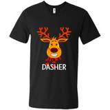 Dasher Reindeer Santa Claus Funny Xmas Holiday T-Shirt - Men's V-Neck