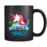 Unicorns are born in March Birthday Rainbow Gift Ladies Custom