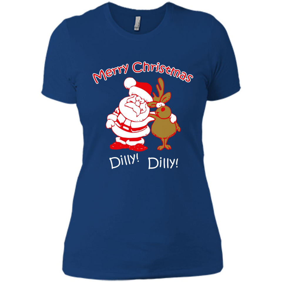 Christmas T-Shirt Santa And Reindeer Dilly Dilly - Ladies' Boyfriend T-Shirt