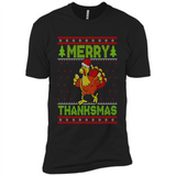 Merry Thankmas Ugly Xmas Thanksgiving Turkey Sweatshirt - Premium Short Sleeve T-Shirt