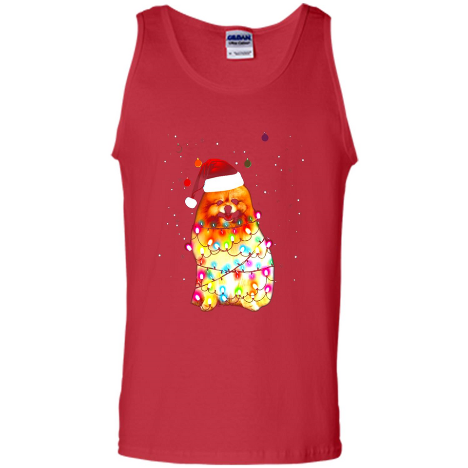 Pomeranian Santa Lights Christmas Dog Xmas Sweatshirt - Tank Top