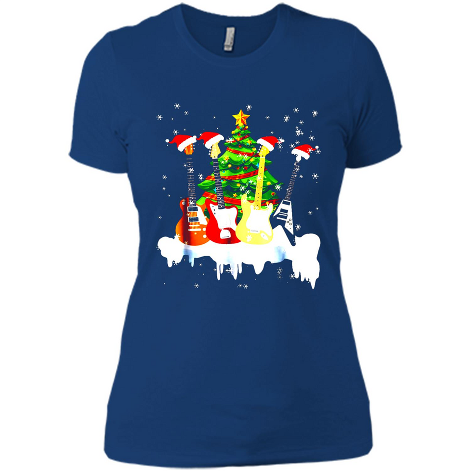 Santa Hat Electric Guitar Classical Guitar Christmas shirt Ladies' Boyfriend