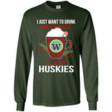 I Just Want To Drink Hot Chocolate & Watch Washington Huskies Ugly Christmas Sweater PINGPONG