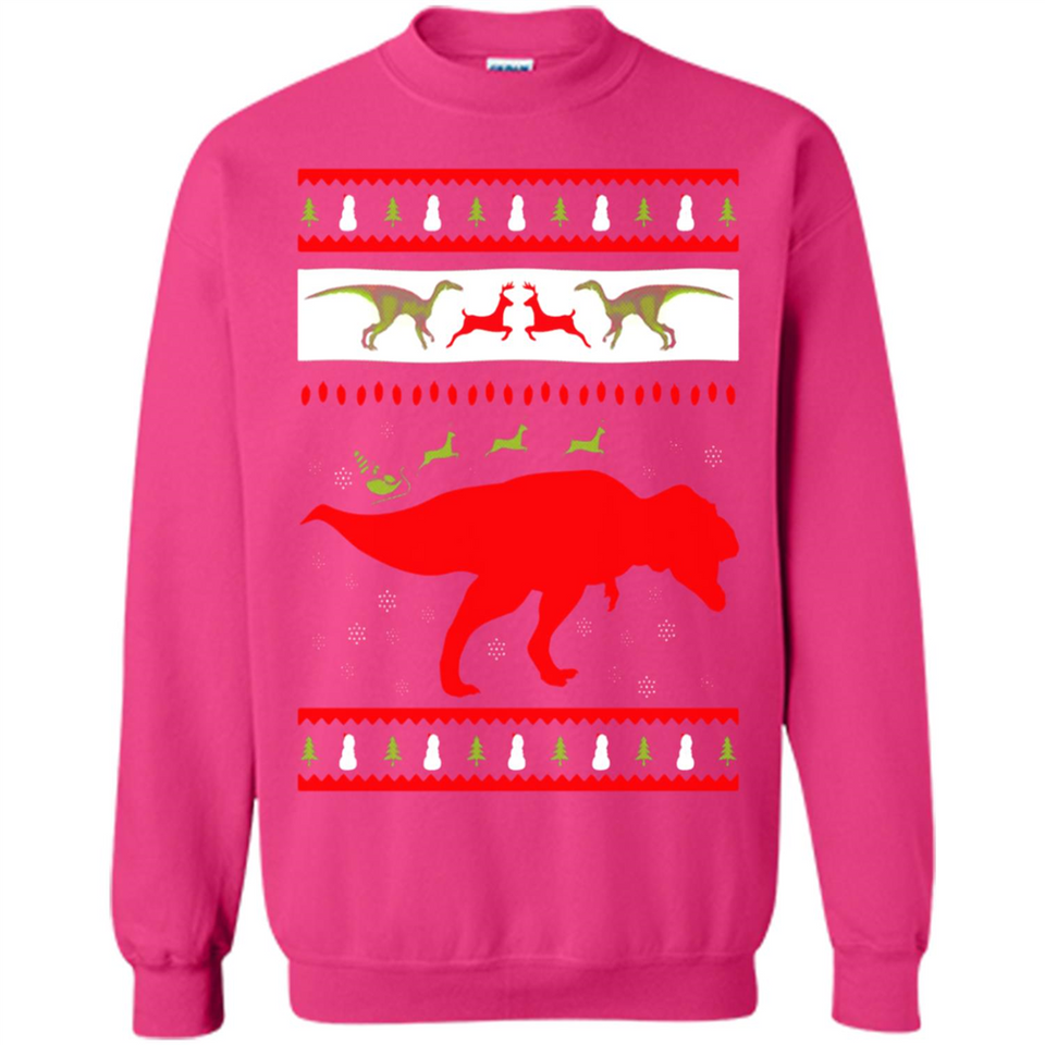 Dinosaur and Santa Clause Ugly Christmas Sweater - Sweatshirt