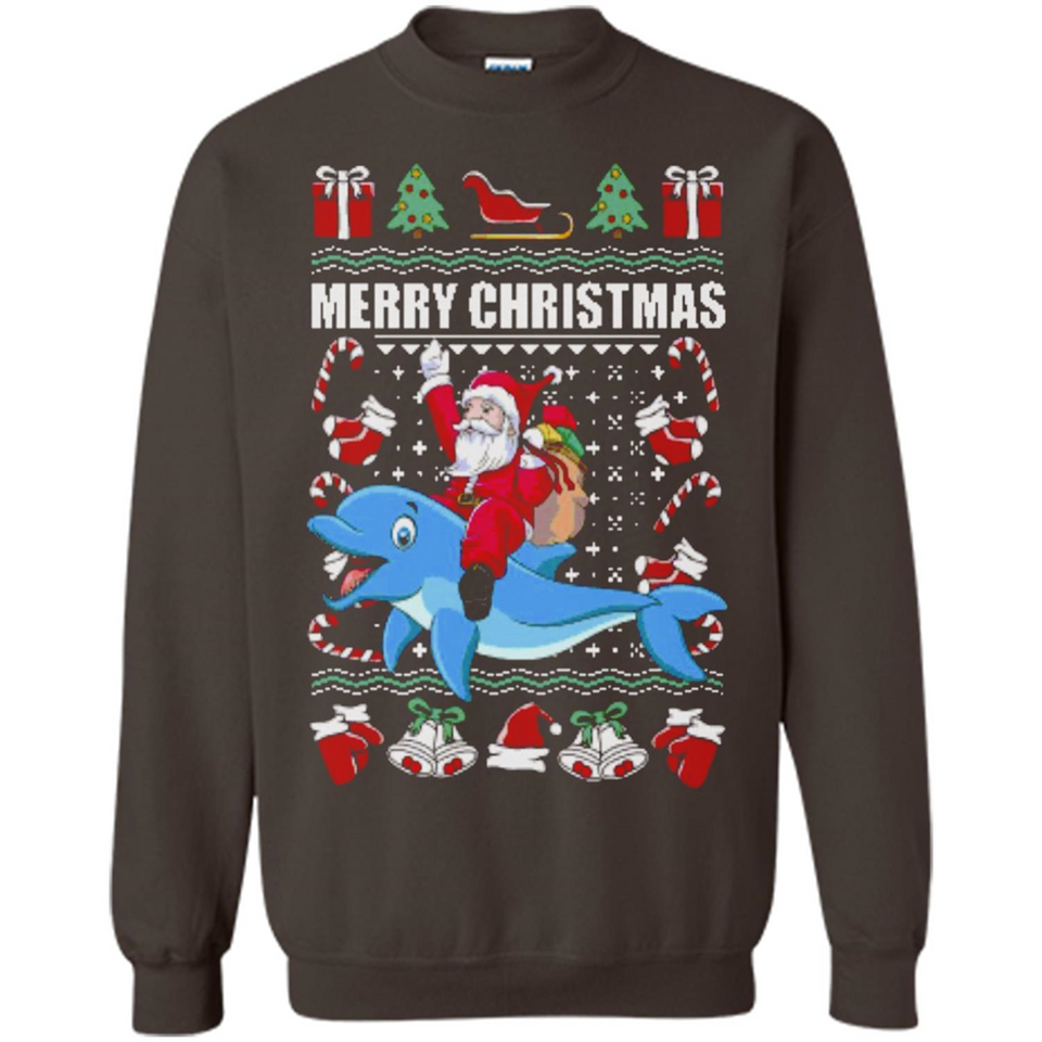 Ugly Christmas Santa Riding Dolphin - Sweatshirt